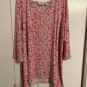 Susan Graver Polka Dot Pink and White Top, 2X EUC!